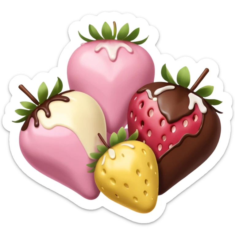 Chocolate-covered strawberries in soft pink, beige and yellow pastel colors sticker