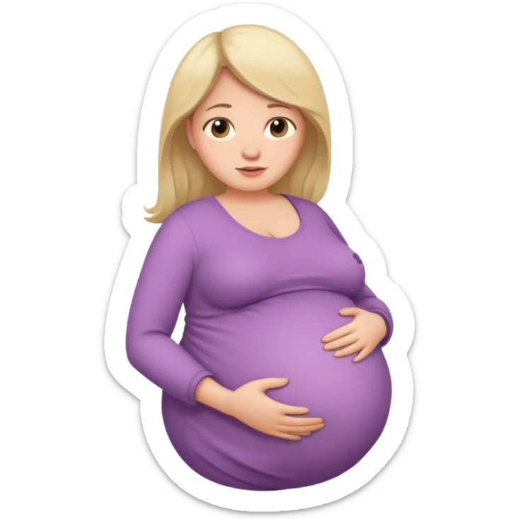 very heavily pregnant overdue woman with very  very big and large belly  sticker