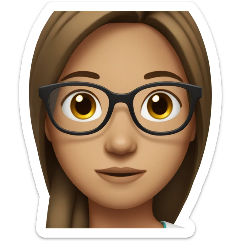 Girl with brown straight hair, freckles, and glasses sticker