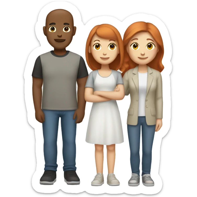Mixed family that has a Asian dad, white mom with red hair, and white teenage girl  sticker