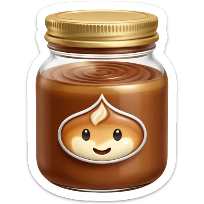 small swirl or dollop of rich chestnut cream, soft smooth texture, warm beige to light brown color, subtle ridges or peaks, dense velvety consistency, optionally as a visible layer inside a small clear jar with no label, clean 3D look, soft lighting, no spoon or garnish, no faces, emoji scale sticker