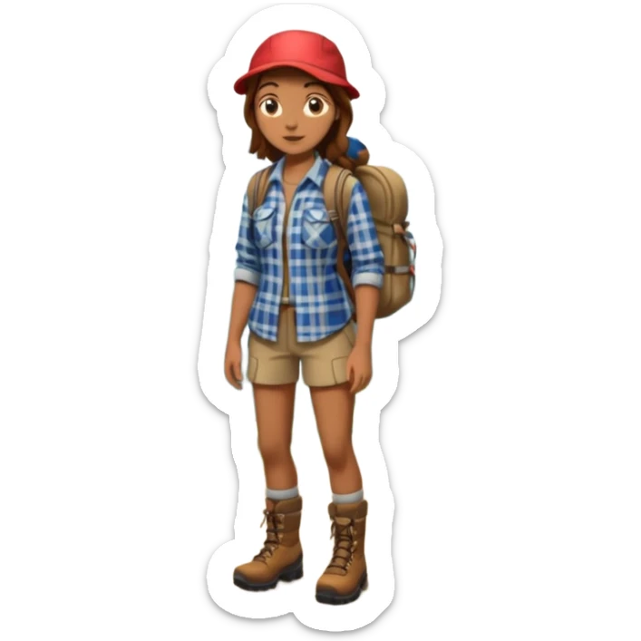 woman hiking in the woods in the sunshine brown hair sticker