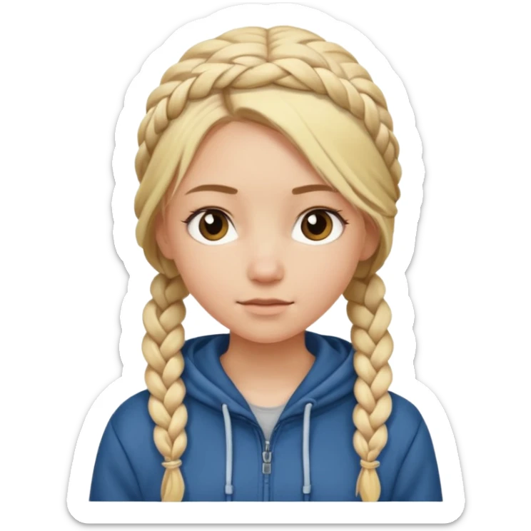 hoodie which cover her hair blonde girl with braided hair sticker