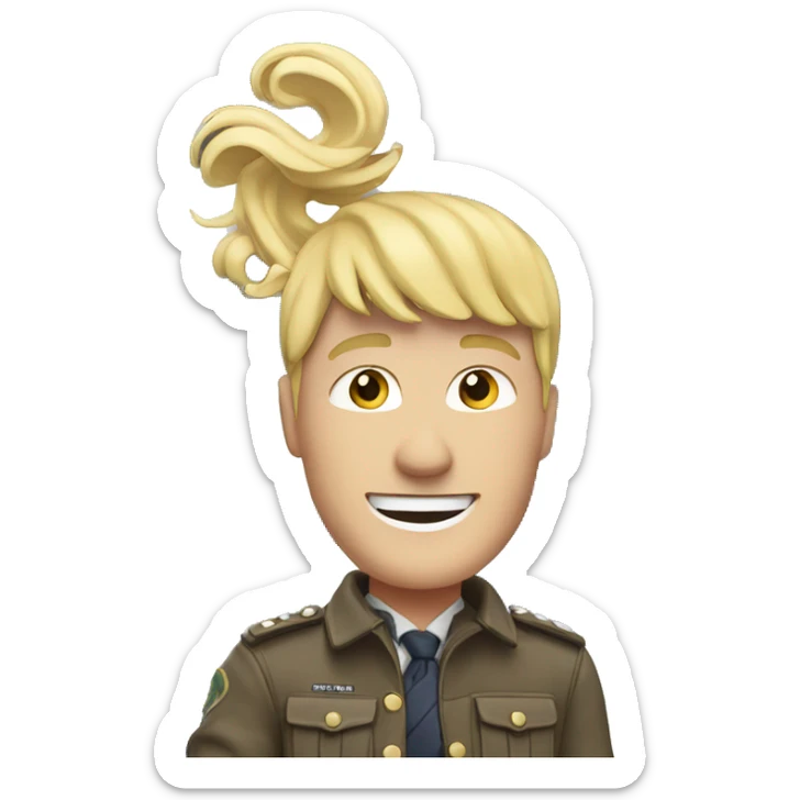 Male with blonde hair waving hand to say hello with a Scotland flag in the background  sticker