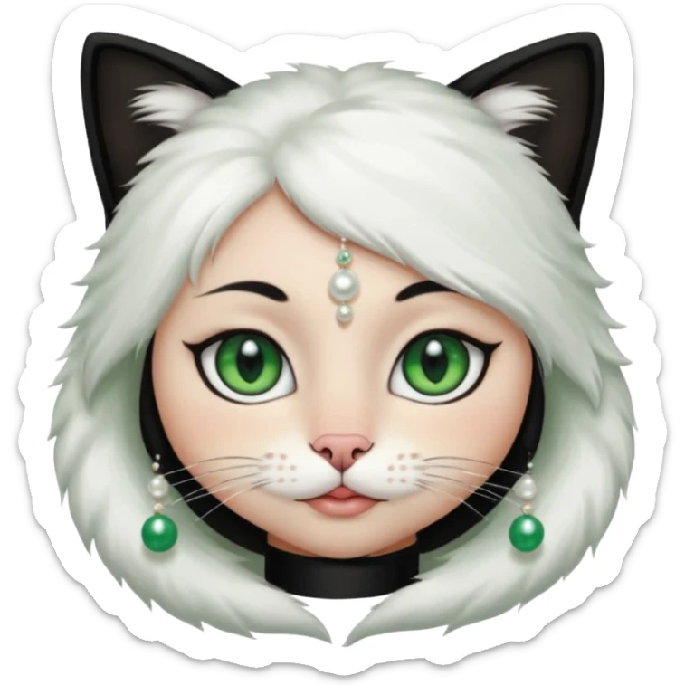 frame The Girl and the Pearls Painting, cat face sticker