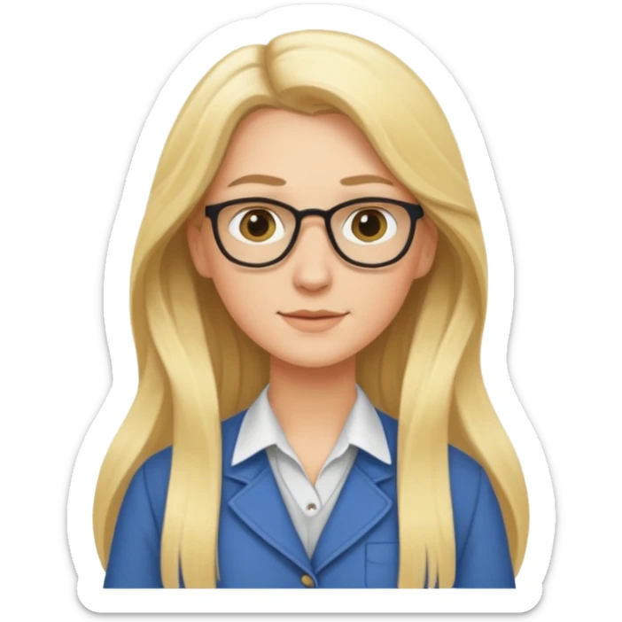 fun blonde history teacher, casual outfit, long hair, suitable for a profile picture sticker