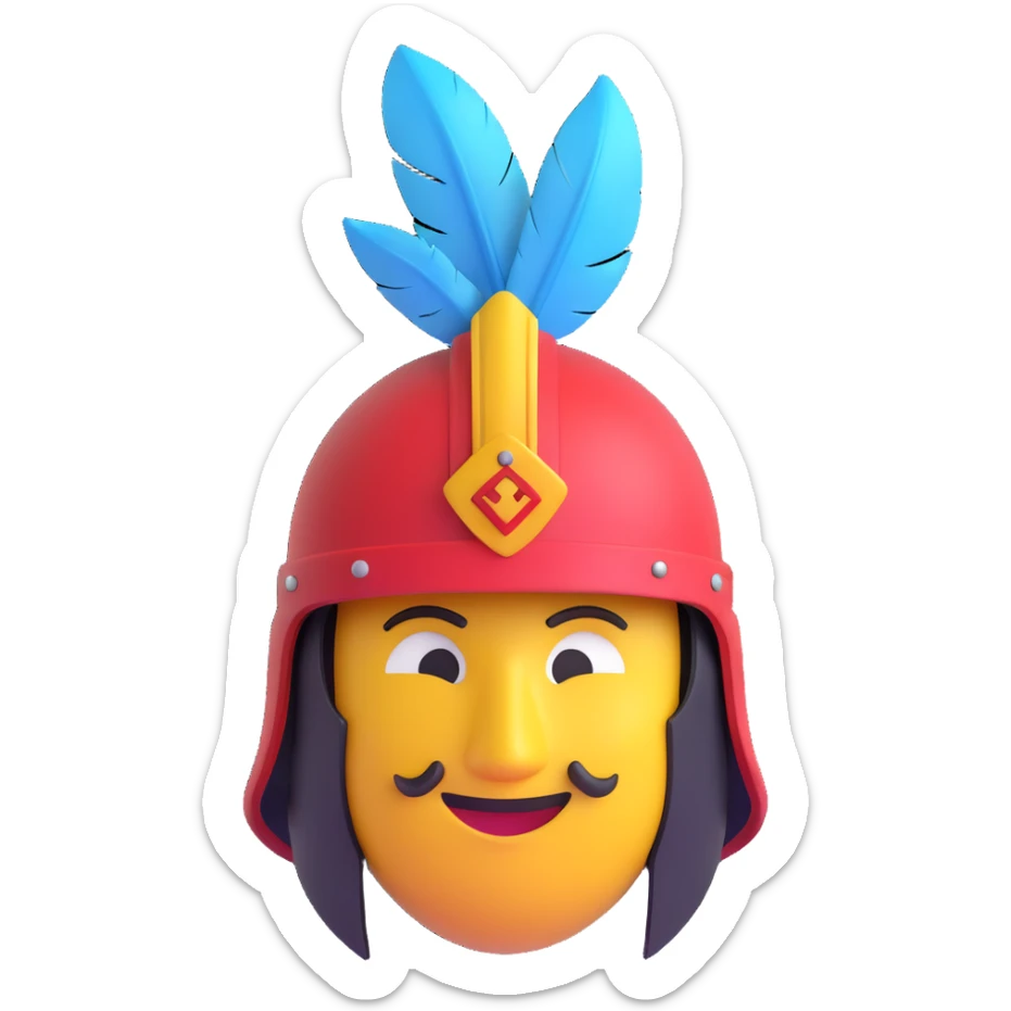 playful emoji of a Conquistador from Age of Empires II, featuring a smiley face, helmet, and plume, no text, suitable for a count bot channel icon sticker