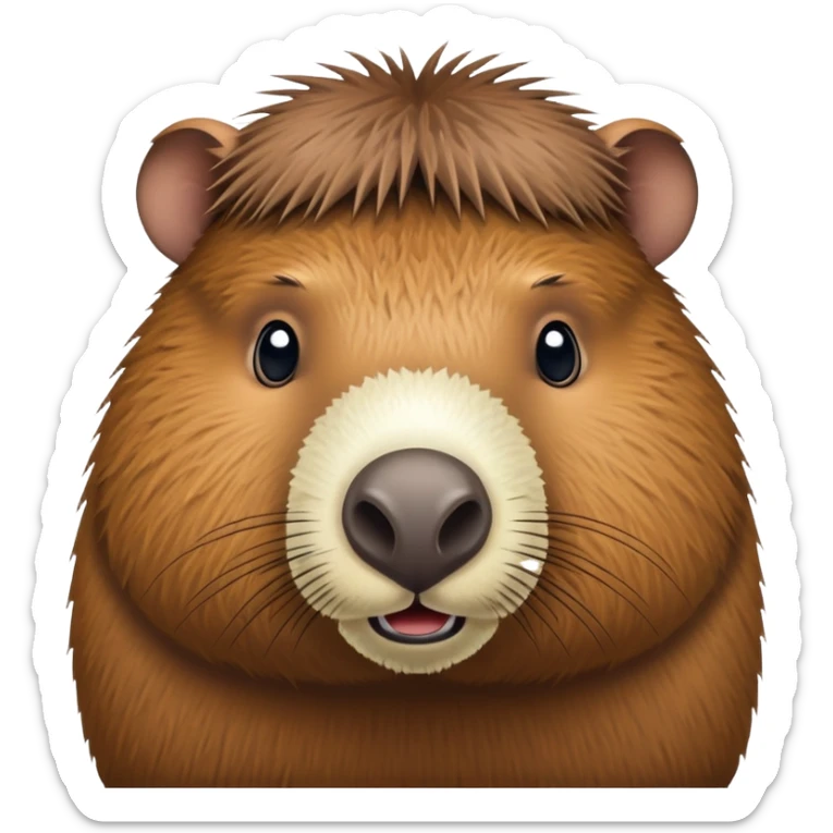 A capybara-coconut hybrid with the animal's head and a round, brown, textured coconut as its body sticker