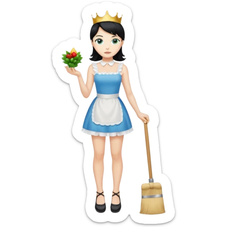 King, black hair, body, legst, blue eyes, shoes, maid blonde hair, green eyes, sexy short sleveless White dress, shoes sticker