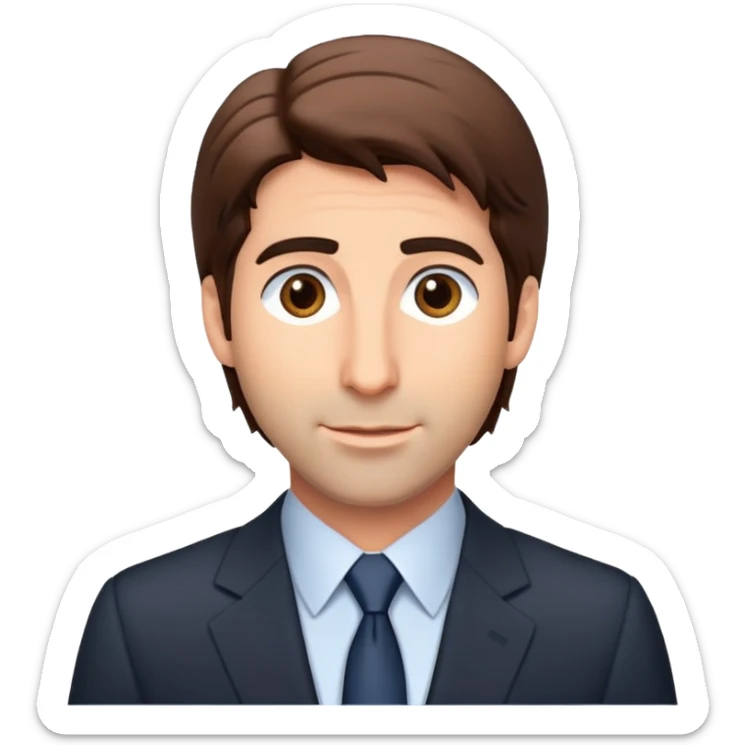 Ross Geller from Friends TV show with brown hair and suit sticker