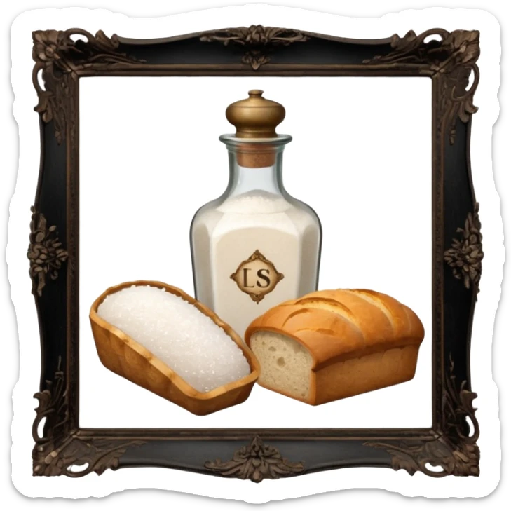  a one victorian bottle of salt and a loaf of bread sticker