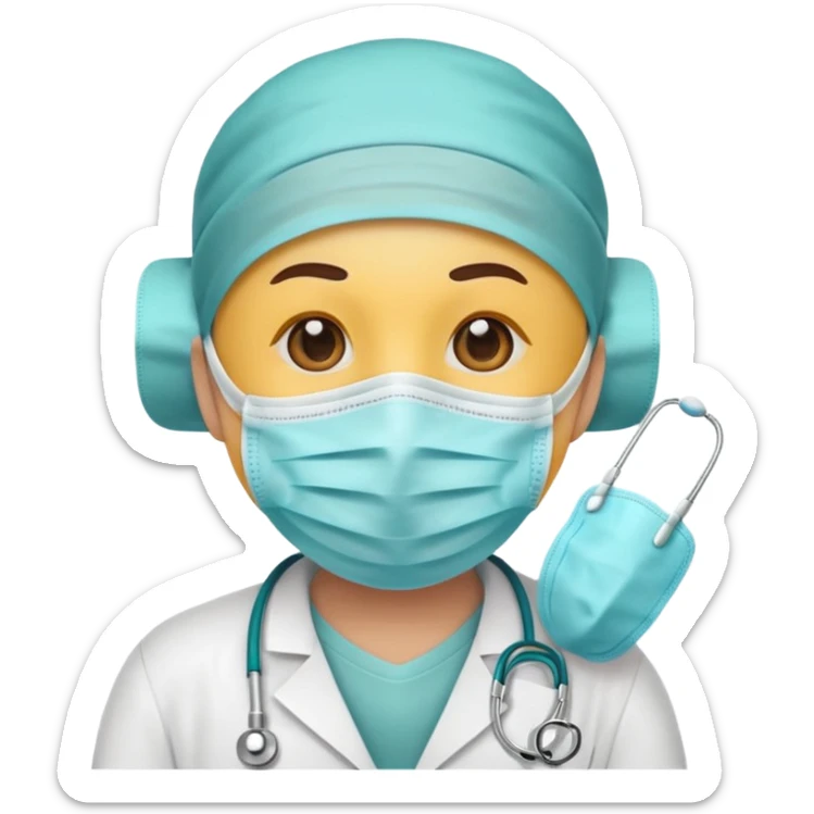 cartoon sticker of an emoji with medical mask, colorful and cheerful, no text, suitable for WhatsApp and Instagram sticker