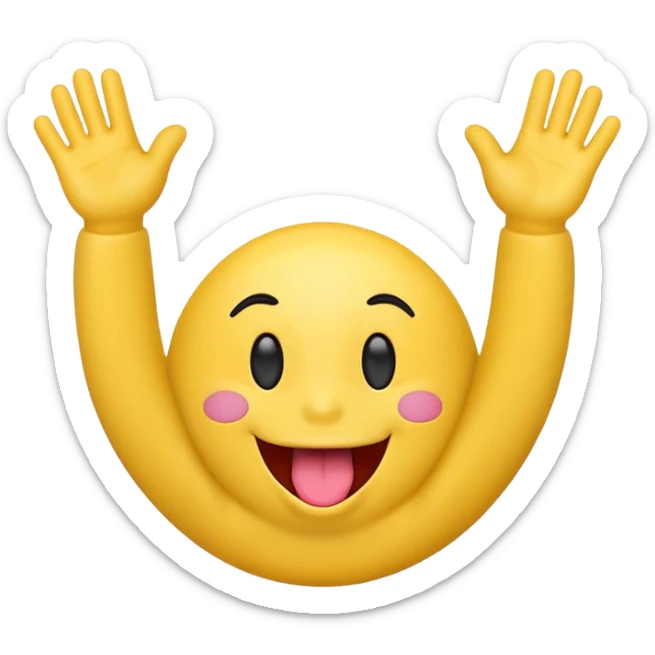 a emoticon with the tongue out, holding up both hands in a shape of an L sticker