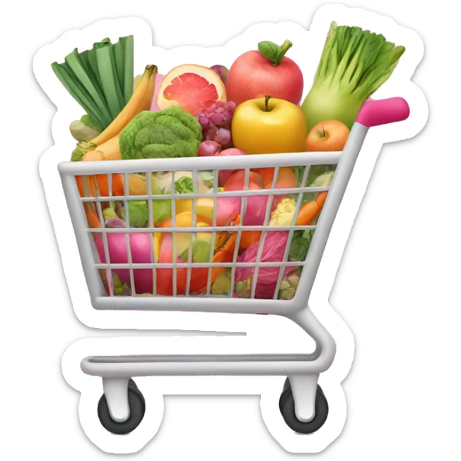 pink shopping cart full of healthy foods sticker