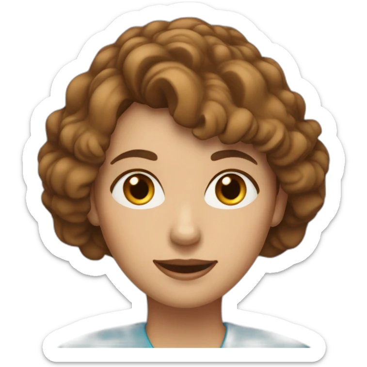 A 50-yo woman with a brownish Bob haircut with parting in the middle and blue eyes sticker