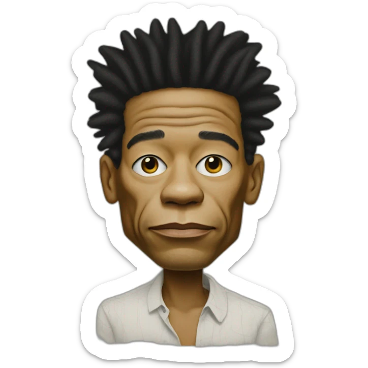 cartoon portrait of Jean-Michel Basquiat sticker