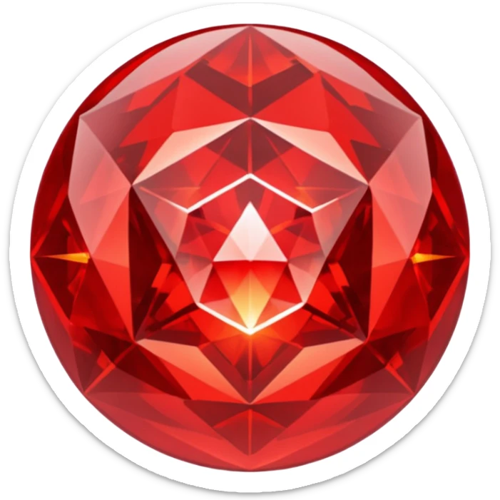 Red crystal with a red glow coming from its center. In the center of the crystal a $ sticker