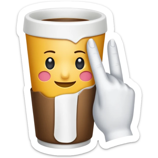 una mano con un bicchiere di carta con dipinto sopra le mani della creazione di adamo
 sticker