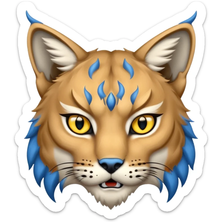 Tête de lynx : très très très féroce et très méchant et tout bleu sticker