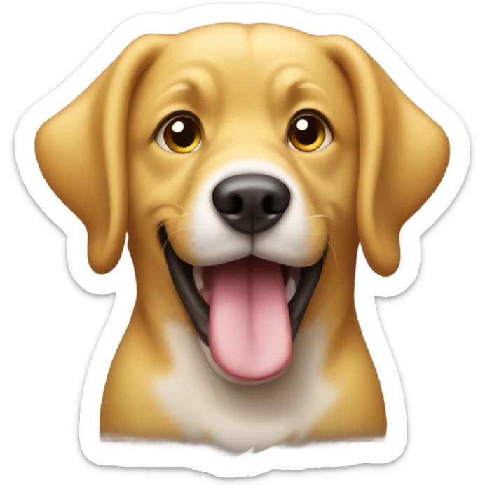 yellow emoji face with puppy dog eyes and tongue slightly sticking out sticker