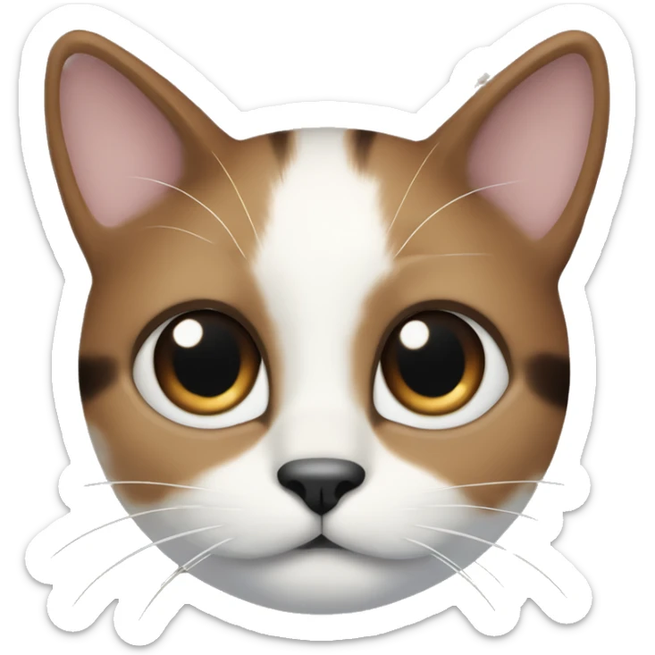 cute brown white and black cat with a black spot on the right side of his nose sticker