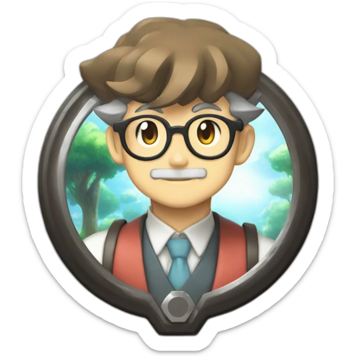 pokemon professor oak anime global trade station badge pokeball sticker