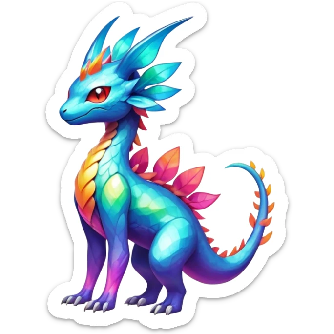 Elemental Exotic Colorful Fantasy Pokémon-Fakémon-hybrid-creature (full body) sticker