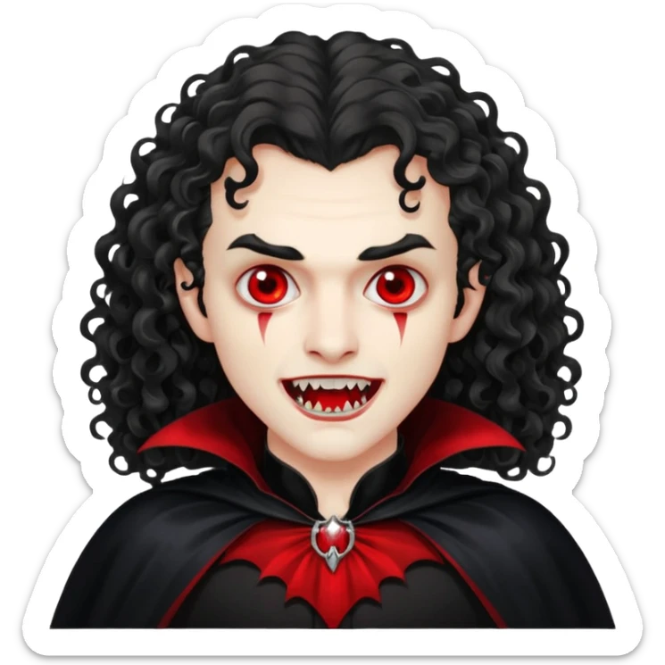 curly hair a picture of me as a vampirlong curly hair  e sticker