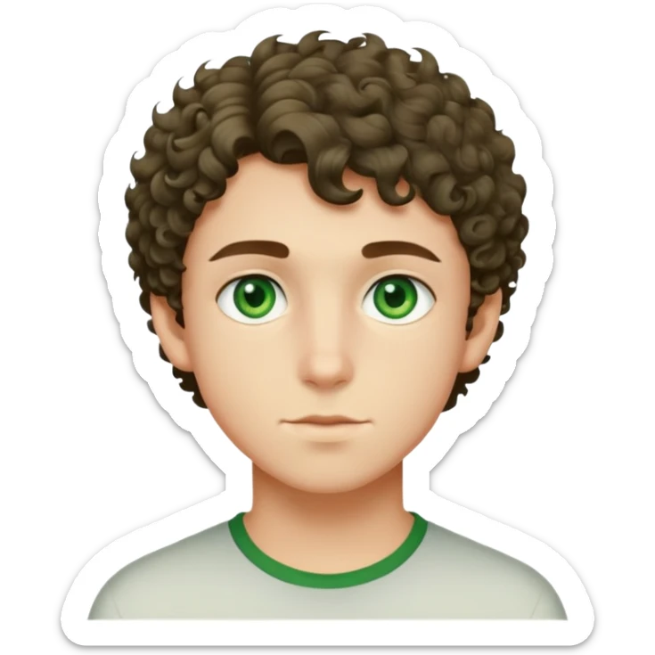 Adolescents beau qui est un peu une racaille avec les cheveux court bouclés et des yeux vert sticker