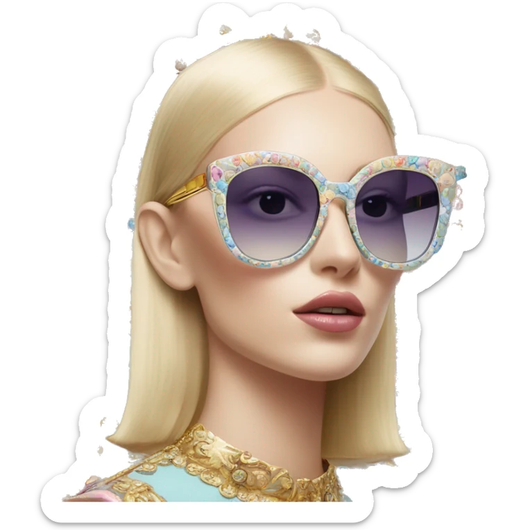 Dolce and Gabbana sunglasses with colourful pastel ornament and golden detais  sticker