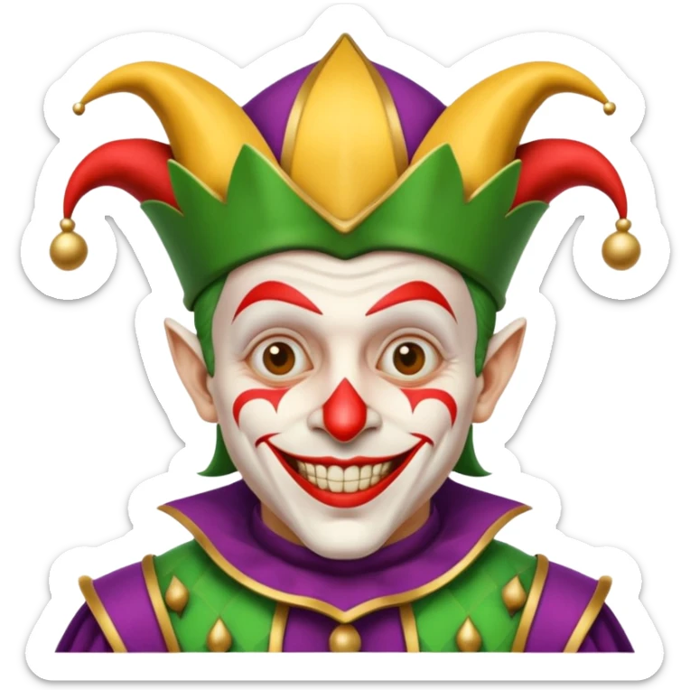 crazy funny colorful human jolly joker, medieval, vintage, court jester, mac os icon sticker