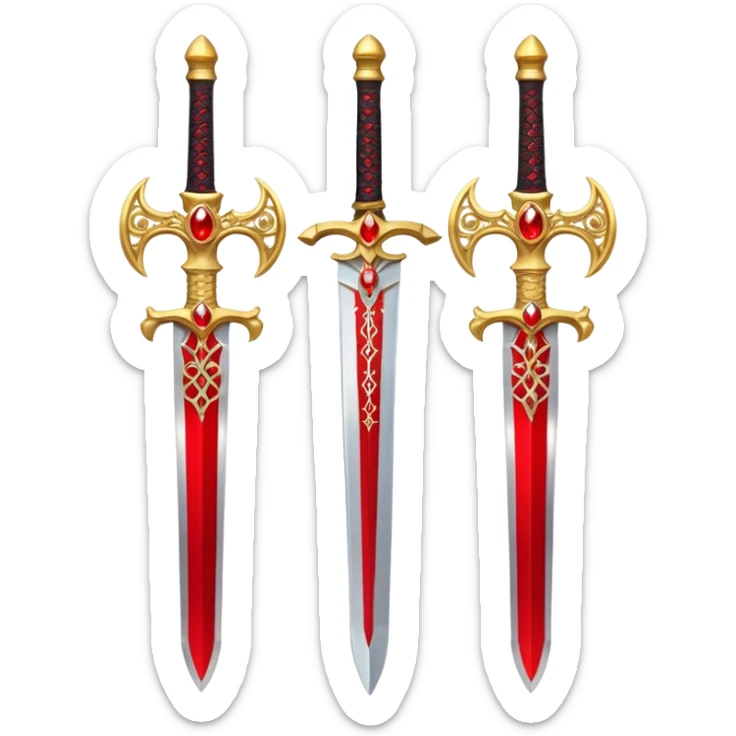 Two Golden royal swords with red gems sticker