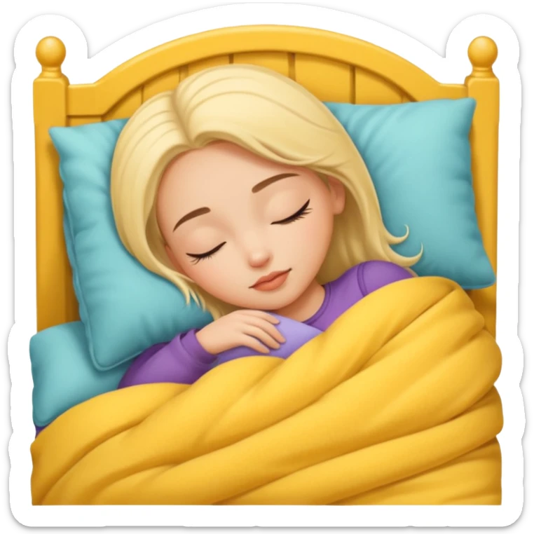 single-girl-in-cozy-yellow-bed-sleeping-pretty-eyelashes-light-skin sticker