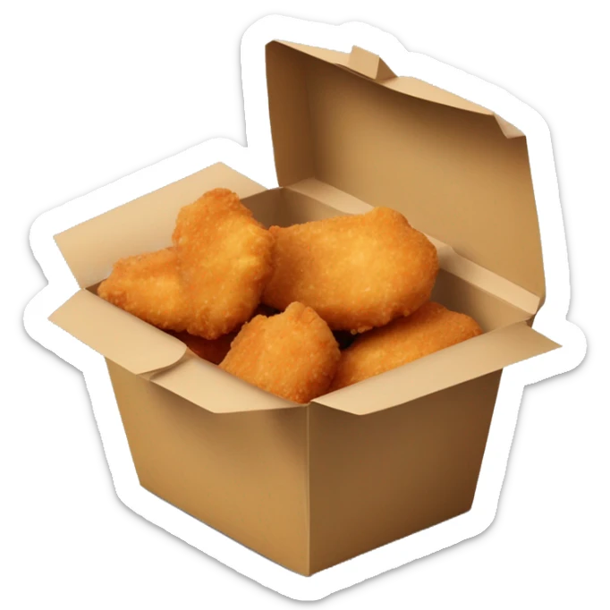 Chicken nuggets in paper container and sauce  sticker