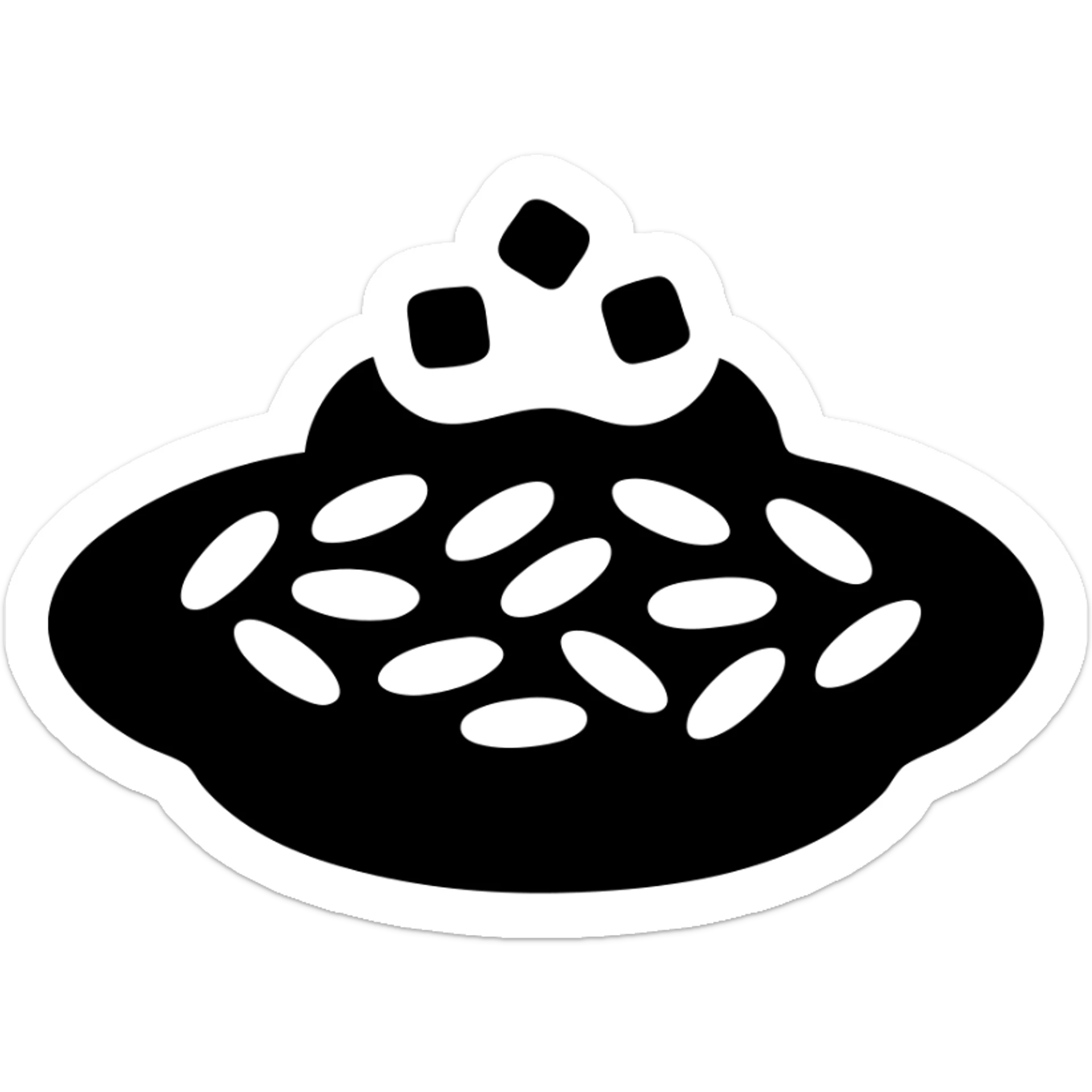 A plate of risoni, topped with small pieces of bacon with cream sticker