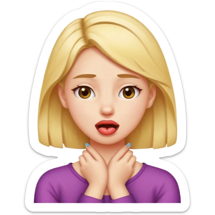 girl with hands crossed on her neck squinting her eyes with her tounge out sticker