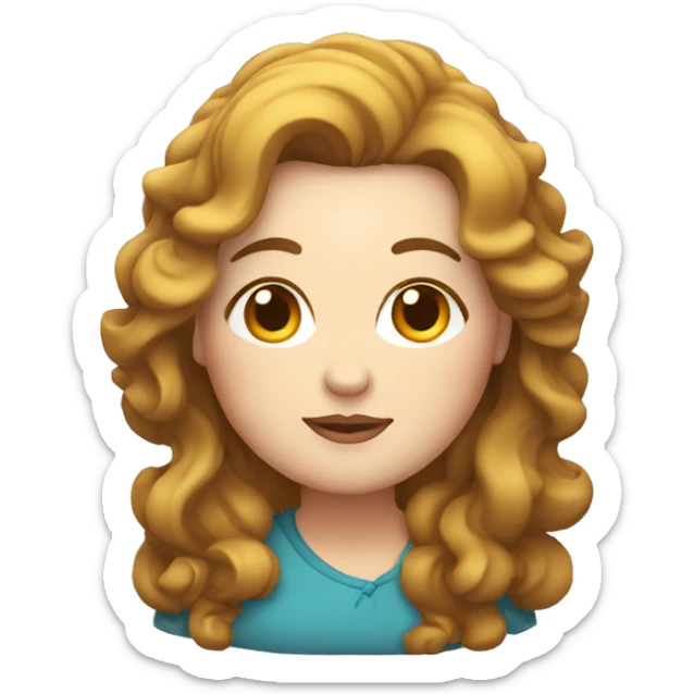 chubby white woman in her forties, with long curly brown hair sticker