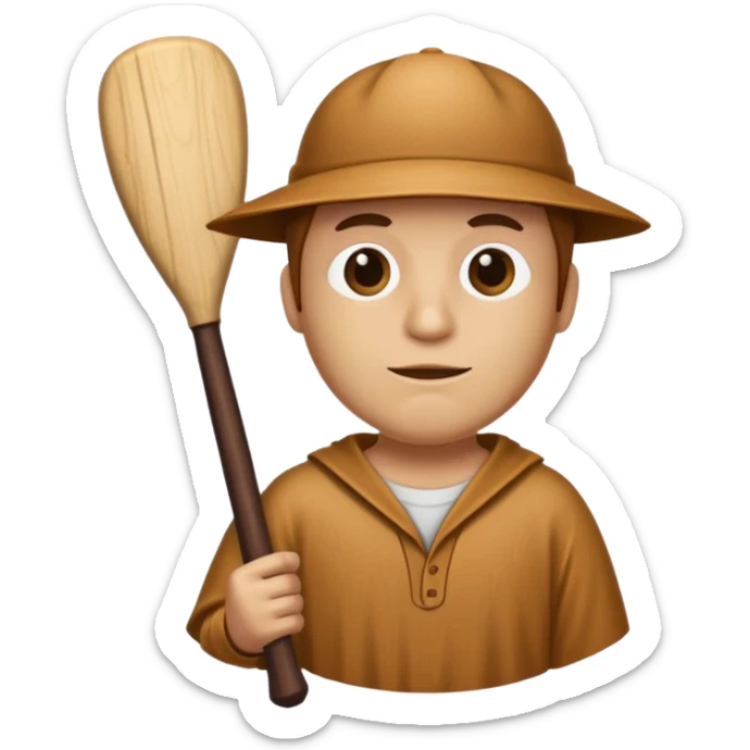 A wooden guy with a wooden bat name tung tung tung sahur sticker