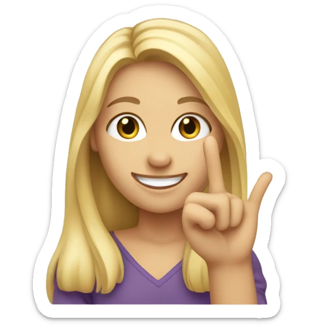 Caucasian woman with long blonde hair smiling making a like sign with her hand sticker
