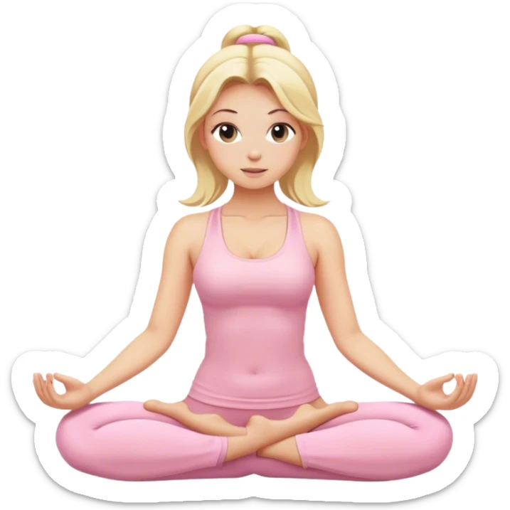 blonde yoga girl light pink clothes n sticker