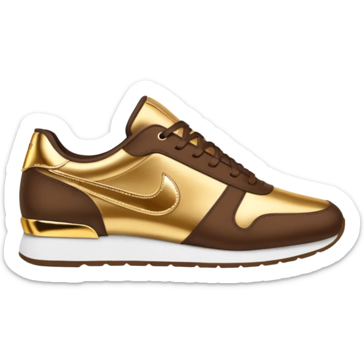 Metallic 24k gold and mocha brown womens stylish sneakers sticker