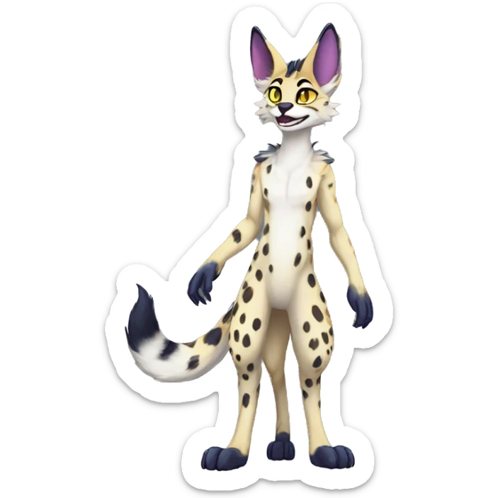 Anthro Epic Beautiful Handsome Pretty Colorful Sergal-Serval-Vernid full body sticker