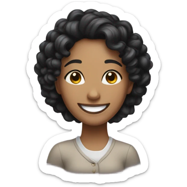 A happy and smiling curly balsck hair woman  sticker