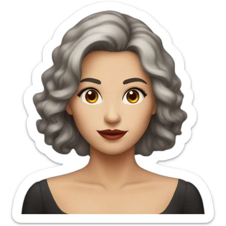 ashen hair color woman in a dark elegant dress color of the eyes are red sticker