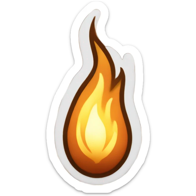White and brown flame sticker