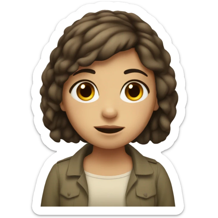 Israeli  wight girl with short brown hair proud for her country  sticker