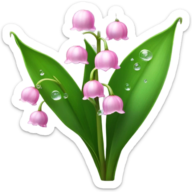 Pink lily of the valley bush with long stems and water droplets sticker