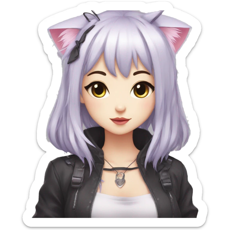 Edgy Kawaii Cute Cool Beautiful Elegant Pretty Anime Catgirl sticker