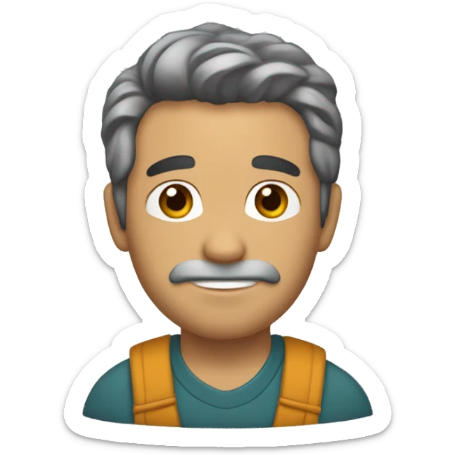 Chico trigueño, cabello castaño, pestañoso, con franela gris sticker