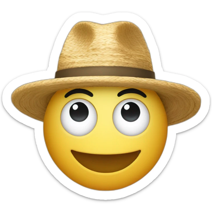 Un homme brain avec un chapeau de paille et un sourire sticker